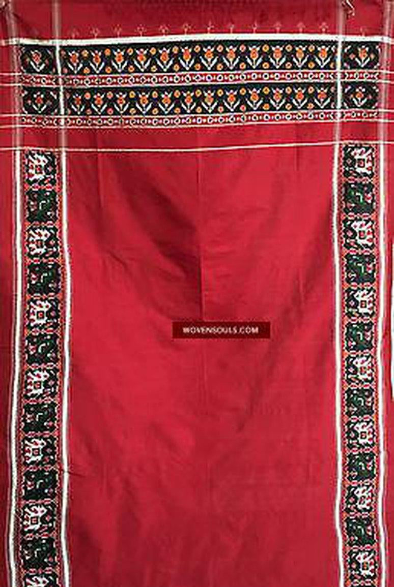 5712 VERKAUFT - Handgewebter Seiden-Doppel-Ikat-Patola-Schal - Kürzlich hergestellt-WOVENSOULS-Antike-Vintage-Textilien-Kunst-Dekor
