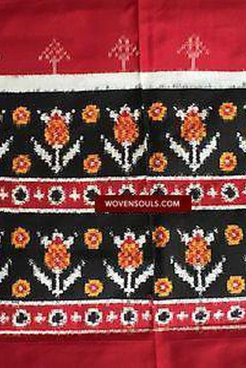 5712 VERKAUFT - Handgewebter Seiden-Doppel-Ikat-Patola-Schal - Kürzlich hergestellt-WOVENSOULS-Antike-Vintage-Textilien-Kunst-Dekor