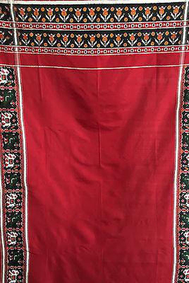 5712 VERKAUFT - Handgewebter Seiden-Doppel-Ikat-Patola-Schal - Kürzlich hergestellt-WOVENSOULS-Antike-Vintage-Textilien-Kunst-Dekor