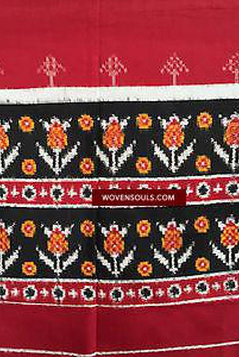 5712 VERKAUFT - Handgewebter Seiden-Doppel-Ikat-Patola-Schal - Kürzlich hergestellt-WOVENSOULS-Antike-Vintage-Textilien-Kunst-Dekor