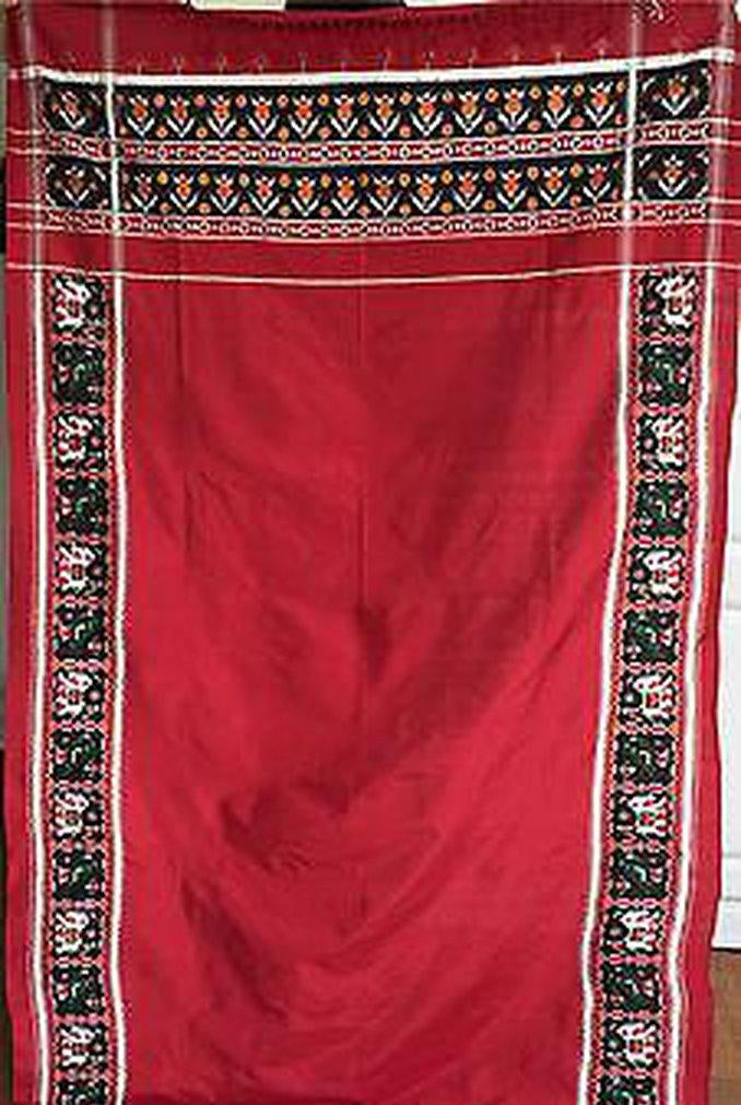 5712 VERKAUFT - Handgewebter Seiden-Doppel-Ikat-Patola-Schal - Kürzlich hergestellt-WOVENSOULS-Antike-Vintage-Textilien-Kunst-Dekor
