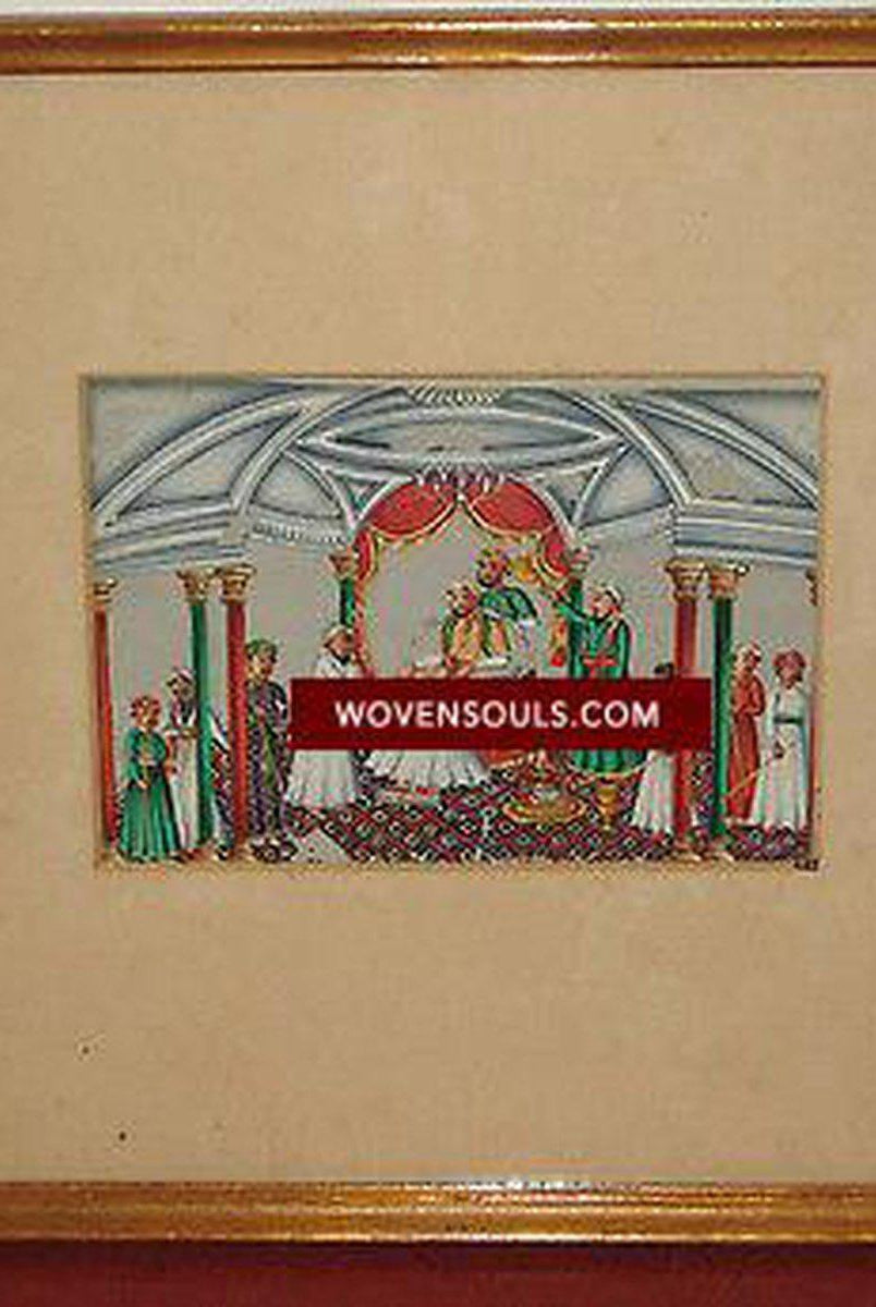 572 SOLD Antique Company School Painting on Mica-WOVENSOULS-Antique-Vintage-Textiles-Art-Decor