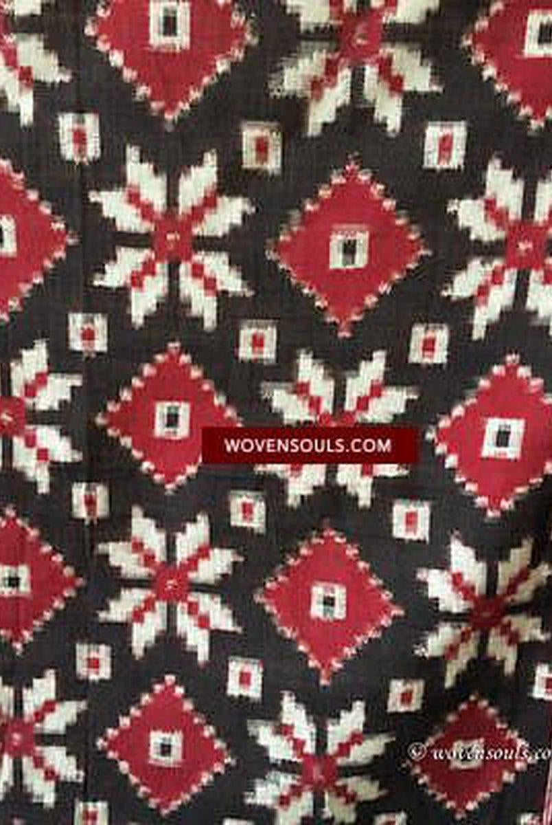 5722 Handgewebtes Telia Rumal Doppel-Ikat-Schal-Accessoire – Kürzlich hergestellt – VERKAUFT-WOVENSOULS-Antike-Vintage-Textilien-Kunst-Dekor