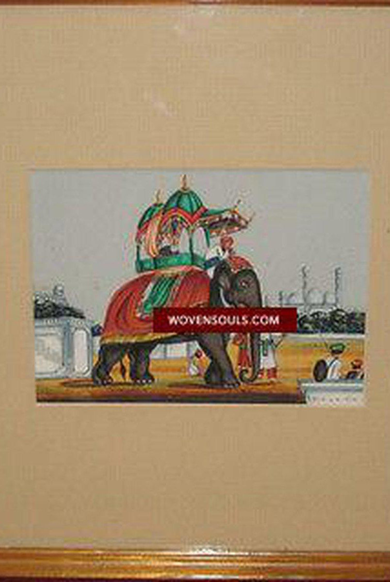 573 SOLD Antique Company School Painting on Mica-WOVENSOULS-Antique-Vintage-Textiles-Art-Decor