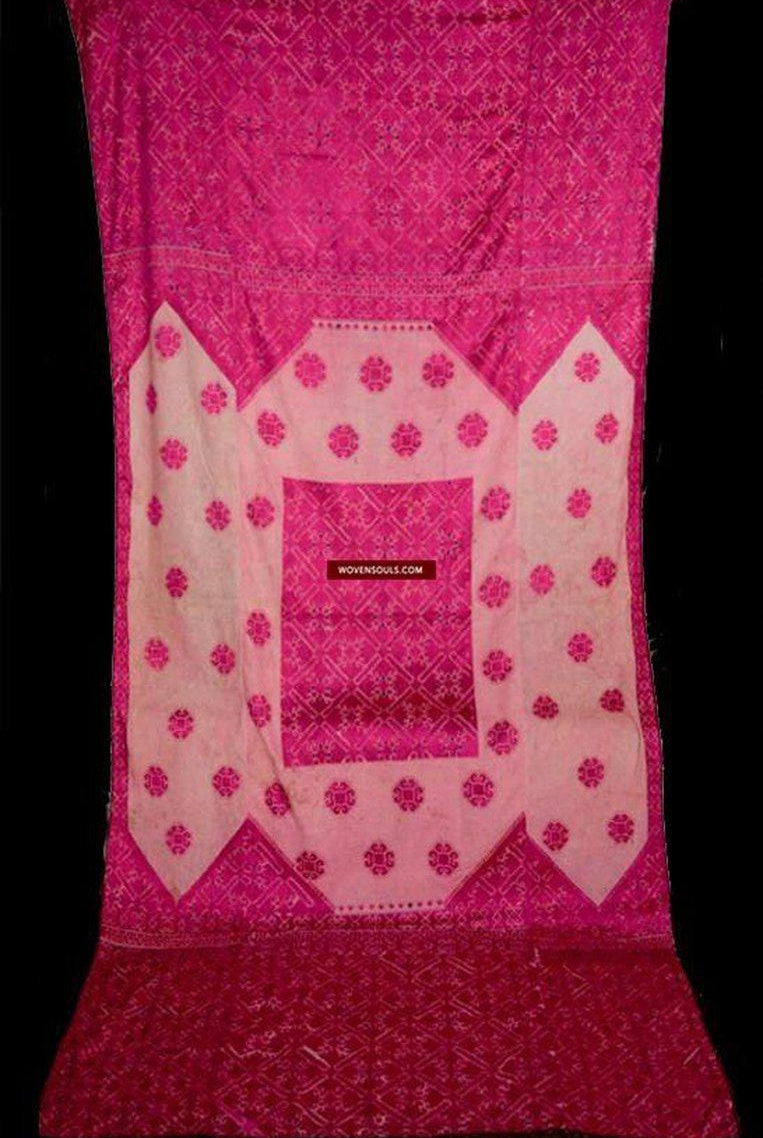 578 Superb White & Pink Likhni Swat Valley Bagh Phulkari Textile Art handmade-WOVENSOULS-Antique-Vintage-Textiles-Art-Decor