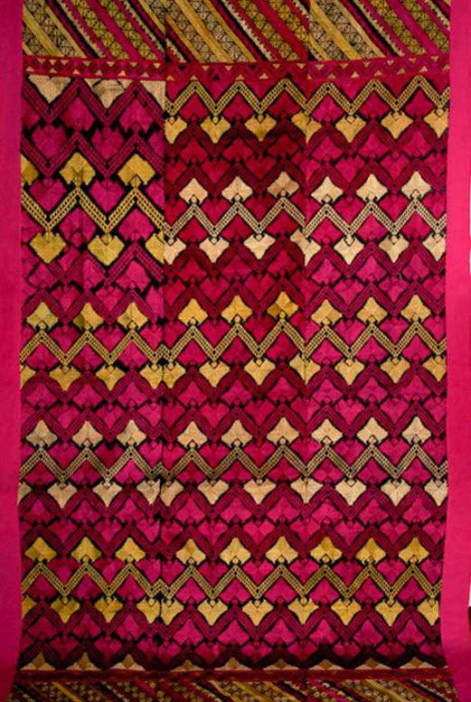 583 Antique Striking Swat Valley Shawl Textile Embroidery - Antique Decor Ethnic Art