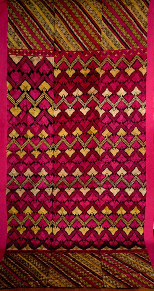 583 Antique Striking Swat Valley Shawl Textile Embroidery - Antique Decor Ethnic Art