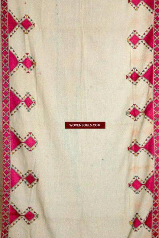 593 Antique Swat Valley Wedding Shawl Textile with Silk Embroidery-WOVENSOULS-Antique-Vintage-Textiles-Art-Decor
