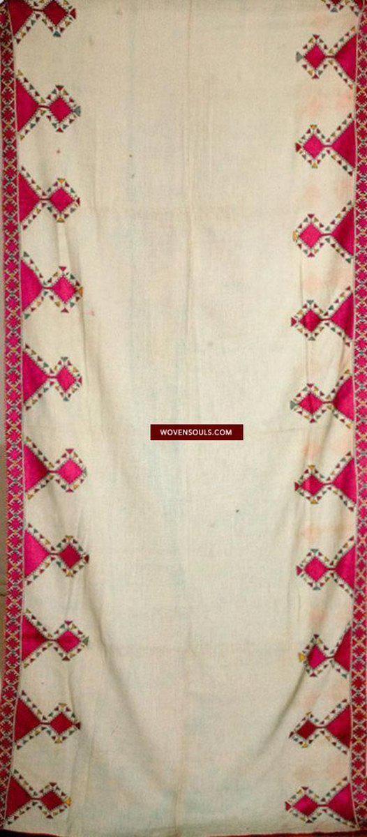 593 Antique Swat Valley Wedding Shawl Textile with Silk Embroidery-WOVENSOULS-Antique-Vintage-Textiles-Art-Decor