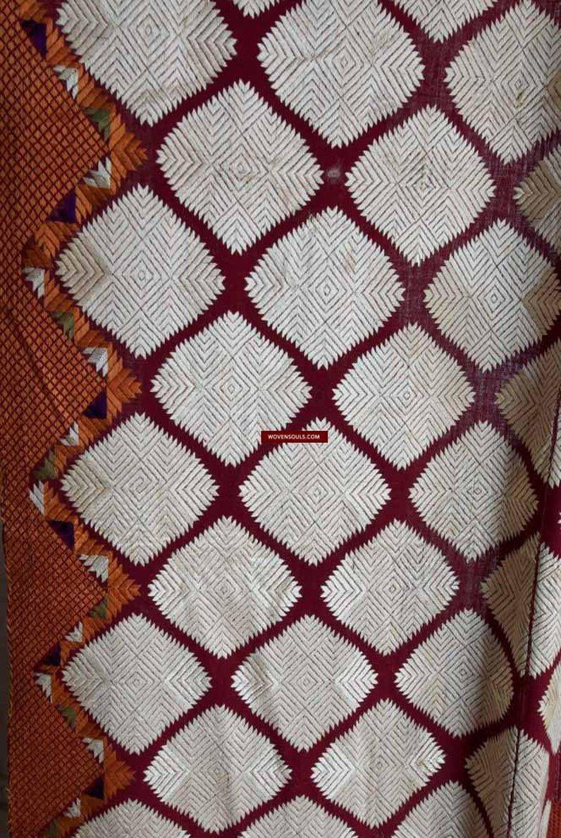 603 VERKAUFT Seltener weißer Chand Bagh Phulkari Hochzeit Textilstickerei-WOVENSOULS-Antike-Vintage-Textilien-Kunst-Dekor