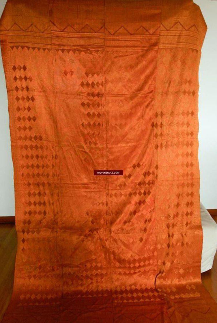 604 Flame Varida Bagh Phulkari Silk Embroidery Wedding Textile India-WOVENSOULS-Antique-Vintage-Textiles-Art-Decor
