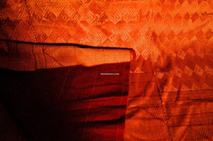 604 Flame Varida Bagh Phulkari Silk Embroidery Wedding Textile India-WOVENSOULS-Antique-Vintage-Textiles-Art-Decor