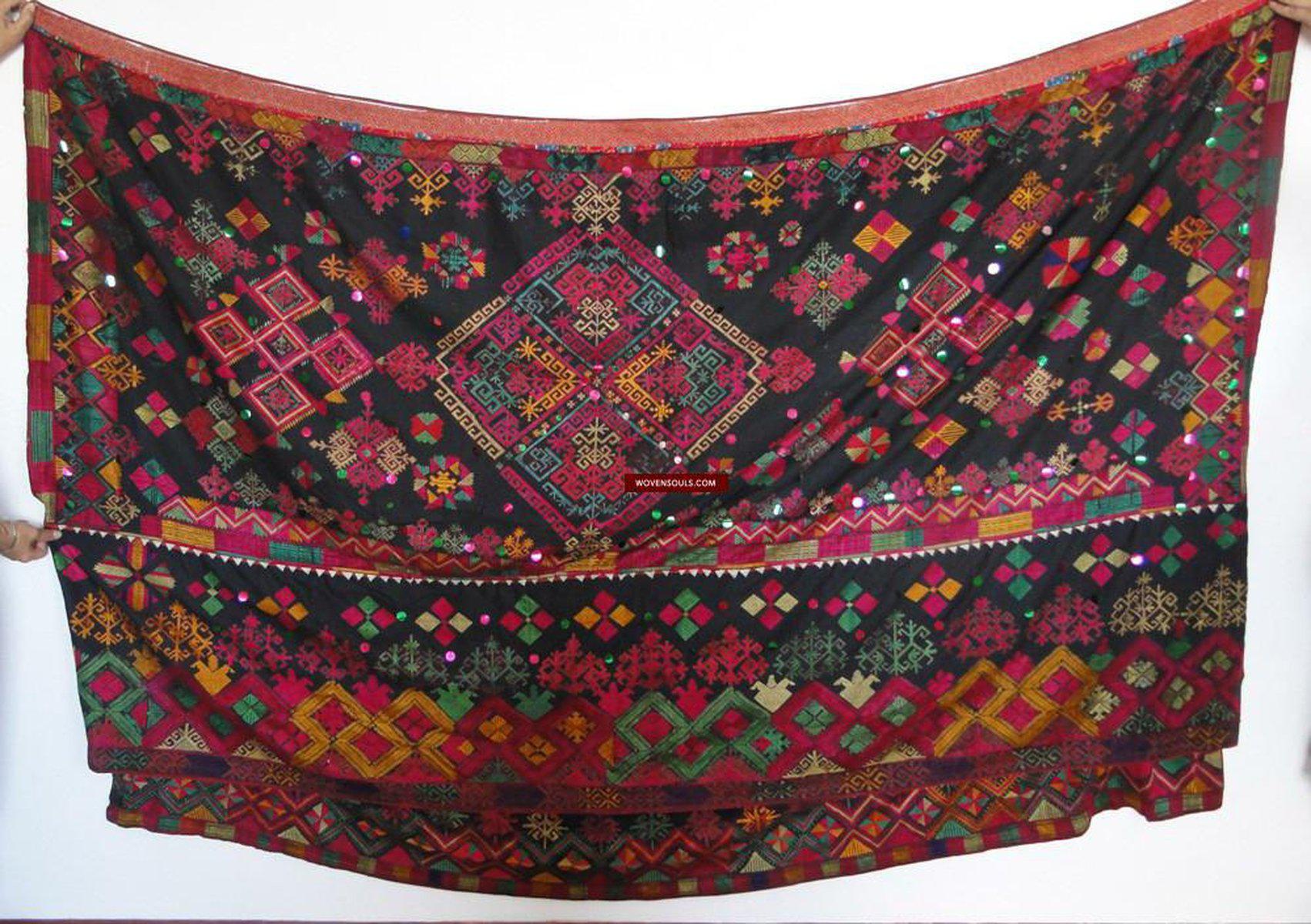612 Superb ANtique Kohistan Wedding Shawl A+with Embroidery Textile Art-WOVENSOULS-Antique-Vintage-Textiles-Art-Decor