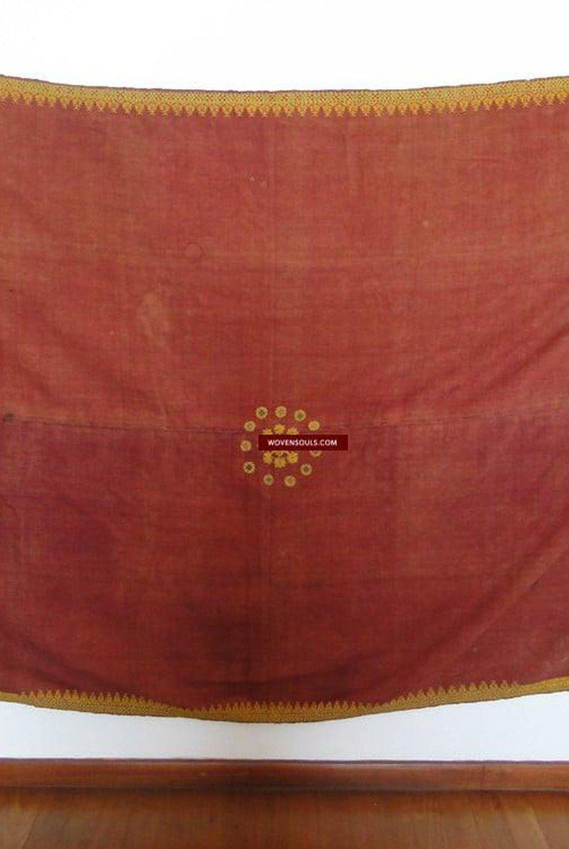 613 Old Rajasthan Wedding Shawl with - Palindrome - Double Sided Embroidery Rajasthan-WOVENSOULS-Antique-Vintage-Textiles-Art-Decor