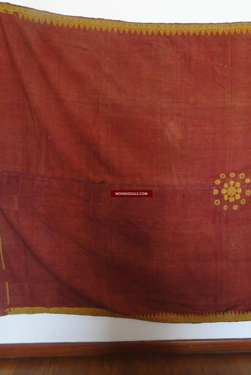 613 Old Rajasthan Wedding Shawl with - Palindrome - Double Sided Embroidery Rajasthan-WOVENSOULS-Antique-Vintage-Textiles-Art-Decor