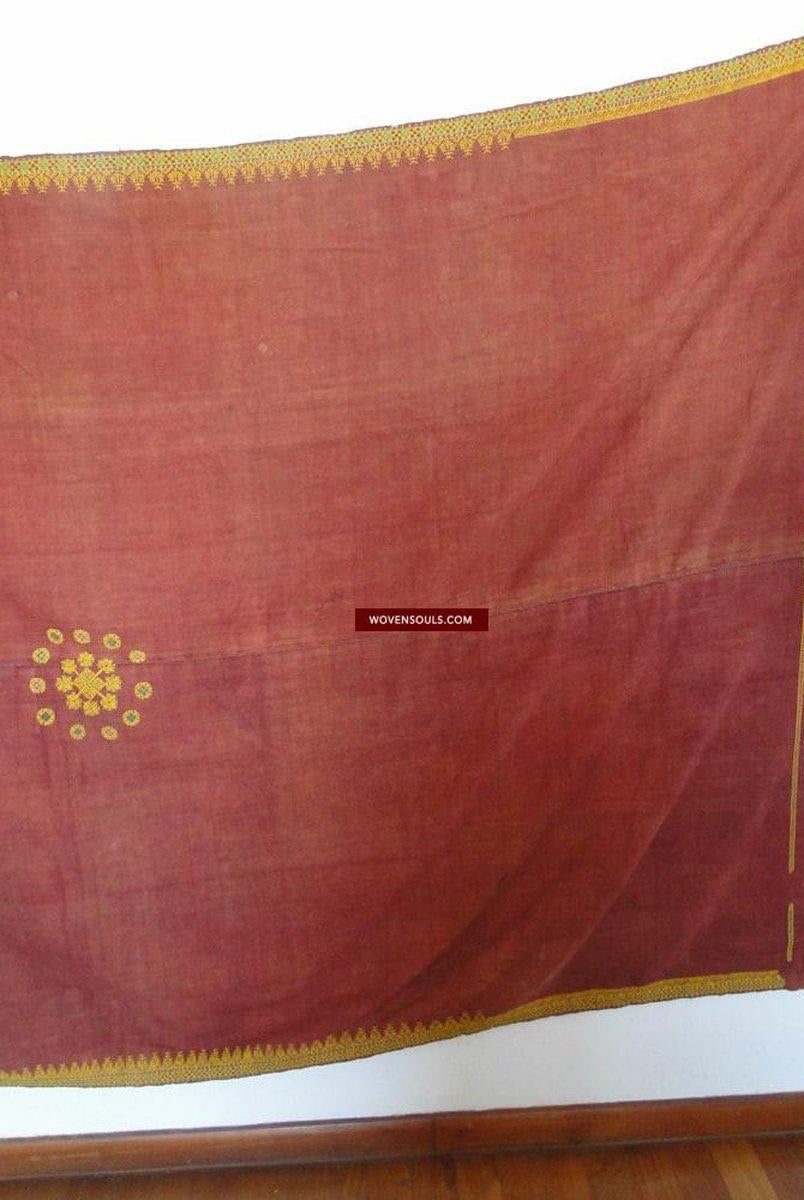 613 Old Rajasthan Wedding Shawl with - Palindrome - Double Sided Embroidery Rajasthan-WOVENSOULS-Antique-Vintage-Textiles-Art-Decor