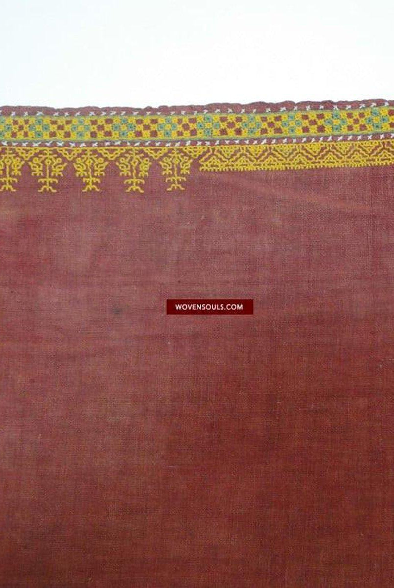 613 Old Rajasthan Wedding Shawl with - Palindrome - Double Sided Embroidery Rajasthan-WOVENSOULS-Antique-Vintage-Textiles-Art-Decor