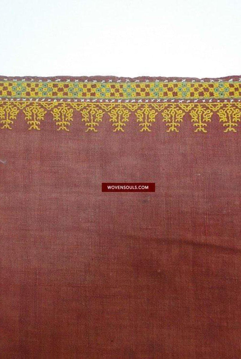 613 Old Rajasthan Wedding Shawl with - Palindrome - Double Sided Embroidery Rajasthan-WOVENSOULS-Antique-Vintage-Textiles-Art-Decor