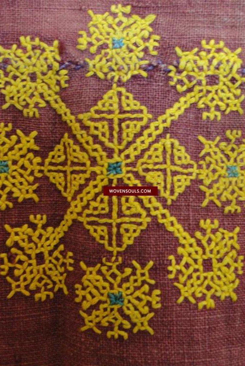 613 Old Rajasthan Wedding Shawl with - Palindrome - Double Sided Embroidery Rajasthan-WOVENSOULS-Antique-Vintage-Textiles-Art-Decor