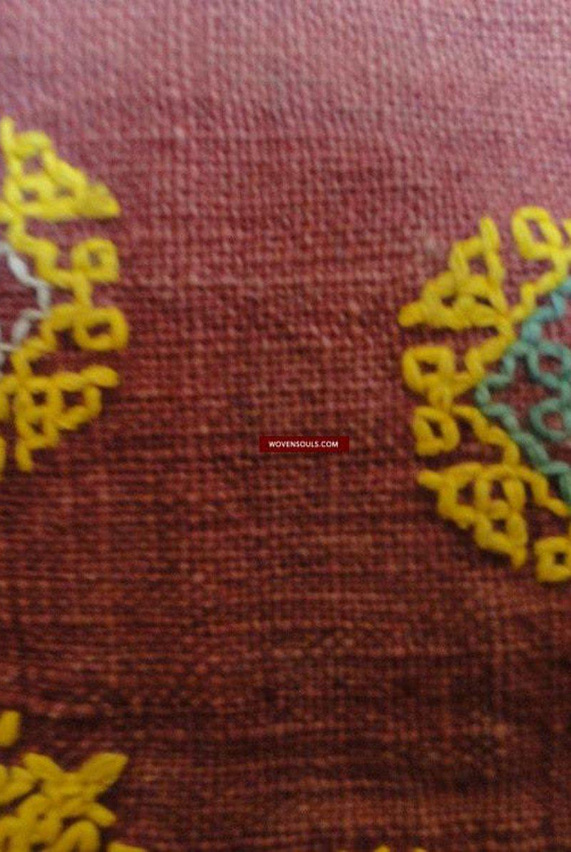 613 Old Rajasthan Wedding Shawl with - Palindrome - Double Sided Embroidery Rajasthan-WOVENSOULS-Antique-Vintage-Textiles-Art-Decor