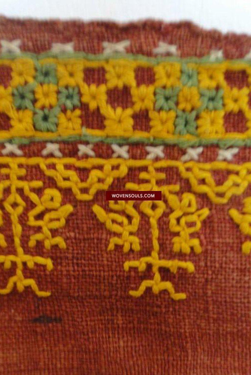 613 Old Rajasthan Wedding Shawl with - Palindrome - Double Sided Embroidery Rajasthan-WOVENSOULS-Antique-Vintage-Textiles-Art-Decor