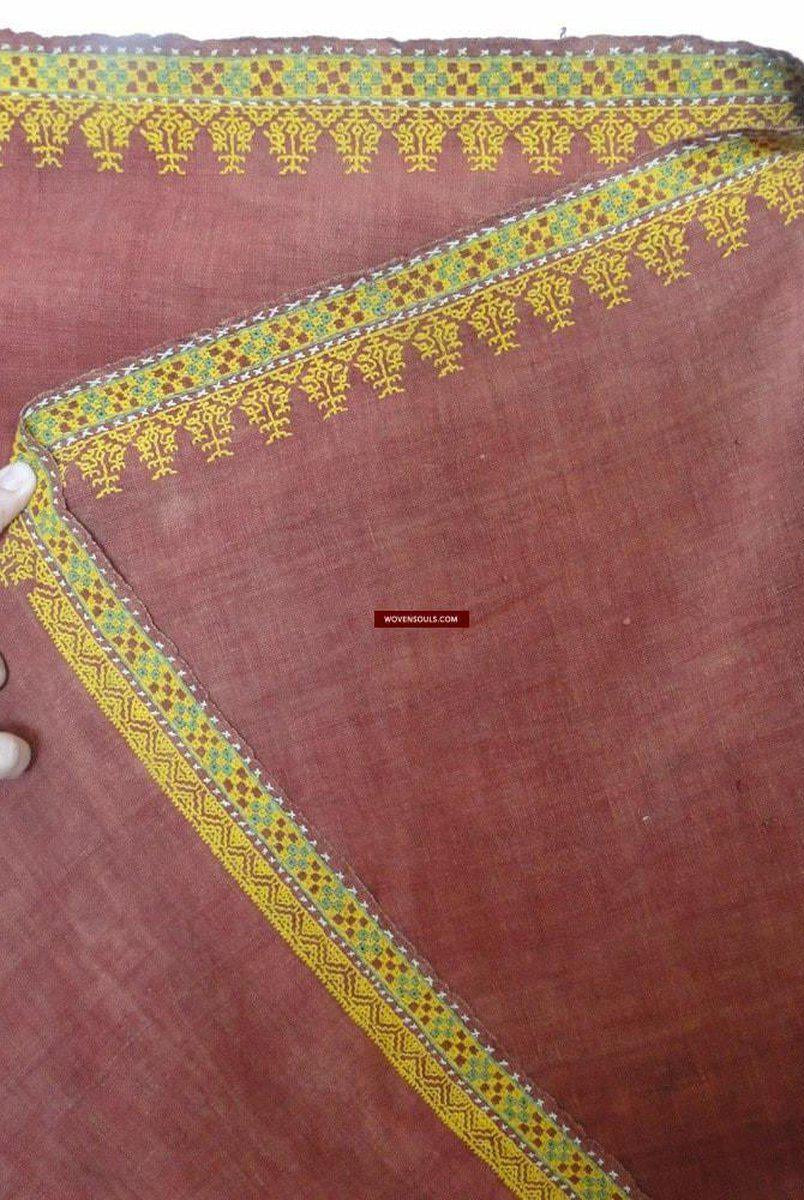 613 Old Rajasthan Wedding Shawl with - Palindrome - Double Sided Embroidery Rajasthan-WOVENSOULS-Antique-Vintage-Textiles-Art-Decor