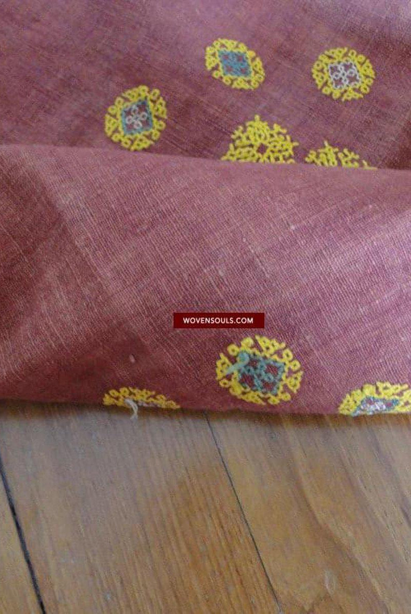 613 Old Rajasthan Wedding Shawl with - Palindrome - Double Sided Embroidery Rajasthan-WOVENSOULS-Antique-Vintage-Textiles-Art-Decor