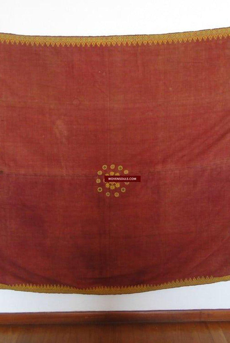 613 Old Rajasthan Wedding Shawl with - Palindrome - Double Sided Embroidery Rajasthan-WOVENSOULS-Antique-Vintage-Textiles-Art-Decor