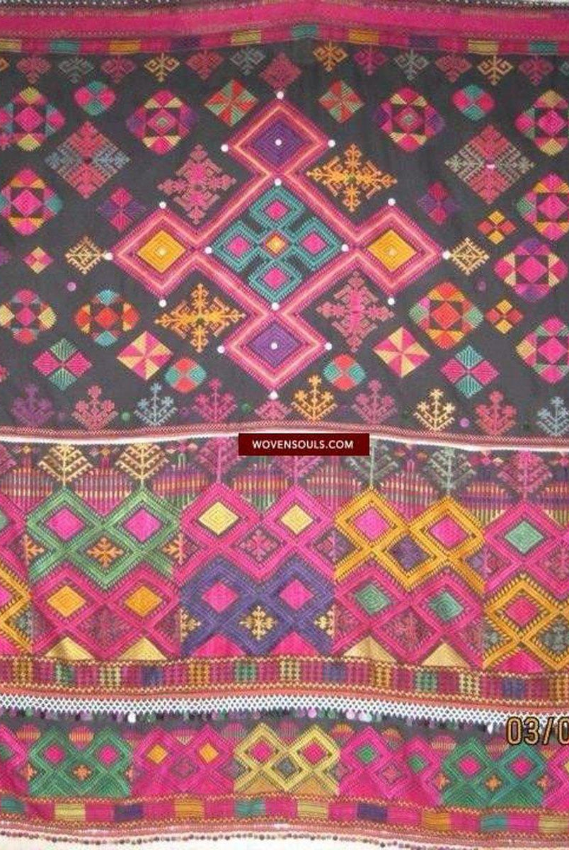 622 Vintage Kohistan Wedding Shawl with Embroidery-WOVENSOULS-Antique-Vintage-Textiles-Art-Decor