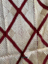 673  White Chand Bagh Lehariya Border Phulkari Indian Textiles