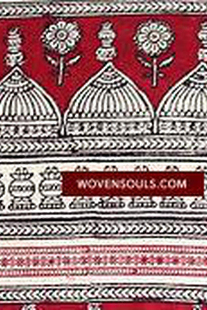 682 Semi-antico Mata Ni Pachedi dipinto a mano blocco stampato Kalamkari Textile Art-WOVENSOULS-Arredamento artistico-tessile-vintage-antico