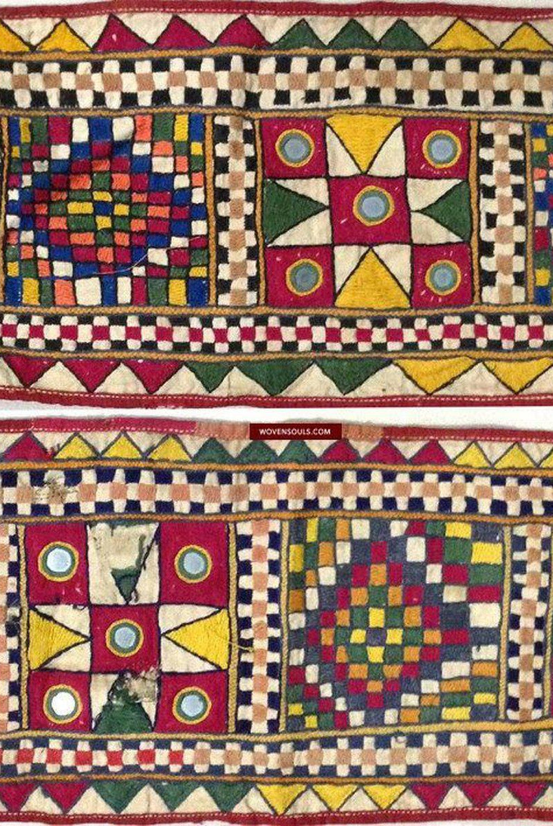 695 Vintage Gujarat Embroidery - Indian Textile Art for Wall Decor-WOVENSOULS-Antique-Vintage-Textiles-Art-Decor