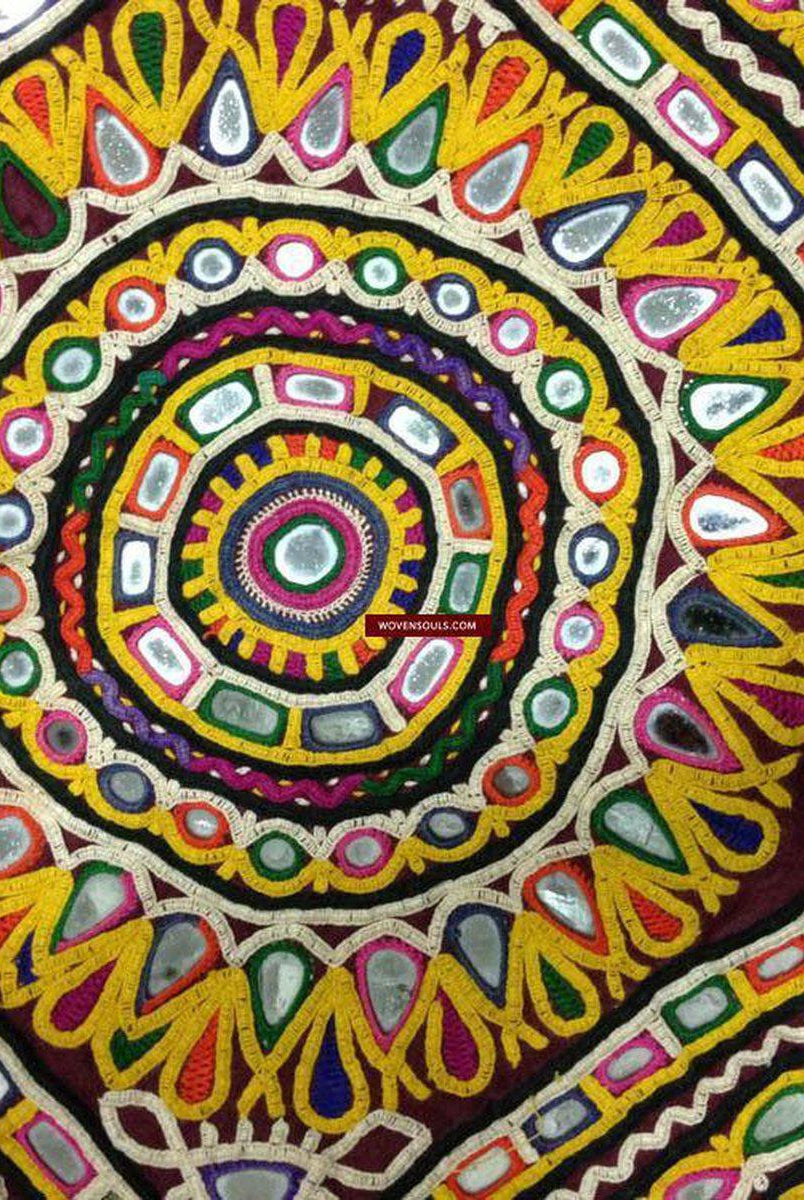 703 Vintage Trousseau or Dowry Bag with Embroidery & Mirror Work-WOVENSOULS-Antique-Vintage-Textiles-Art-Decor