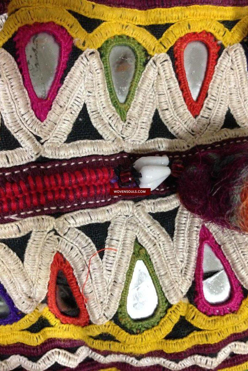 703 Vintage Trousseau or Dowry Bag with Embroidery & Mirror Work-WOVENSOULS-Antique-Vintage-Textiles-Art-Decor