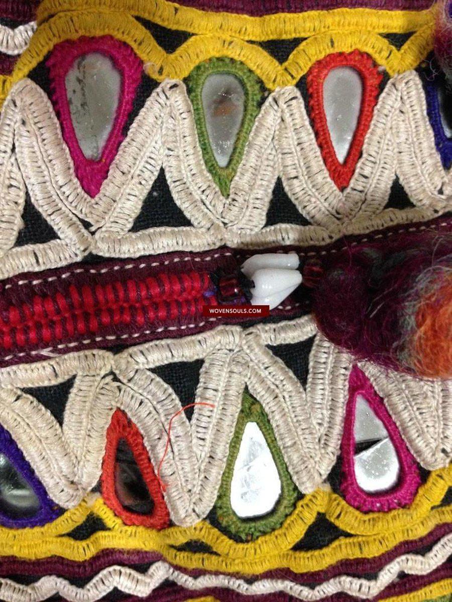 703 Vintage Trousseau or Dowry Bag with Embroidery & Mirror Work-WOVENSOULS-Antique-Vintage-Textiles-Art-Decor