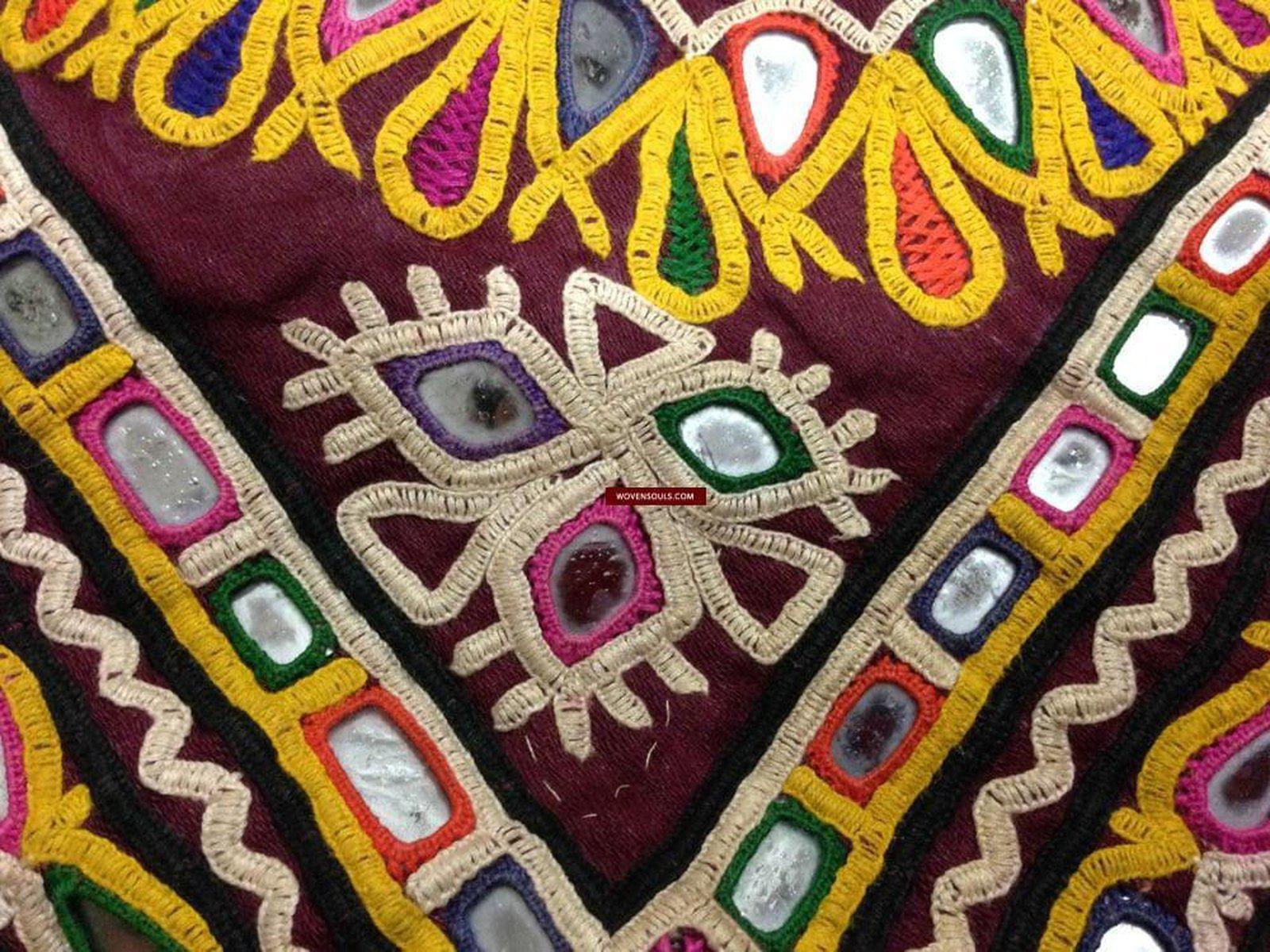 703 Vintage Trousseau or Dowry Bag with Embroidery & Mirror Work-WOVENSOULS-Antique-Vintage-Textiles-Art-Decor