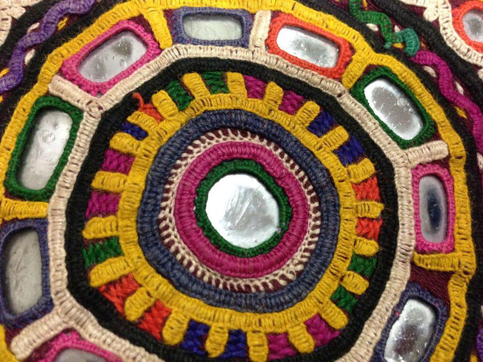 703 Vintage Trousseau or Dowry Bag with Embroidery & Mirror Work-WOVENSOULS-Antique-Vintage-Textiles-Art-Decor