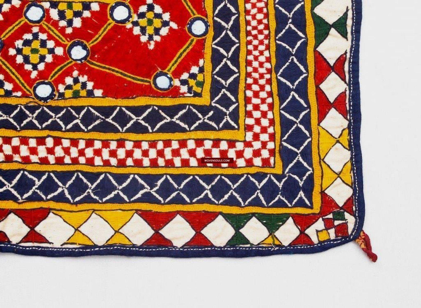 719 SOLD Vintage Red Chakda Home Decor Embroidered Panel from Gujarat-WOVENSOULS-Antique-Vintage-Textiles-Art-Decor