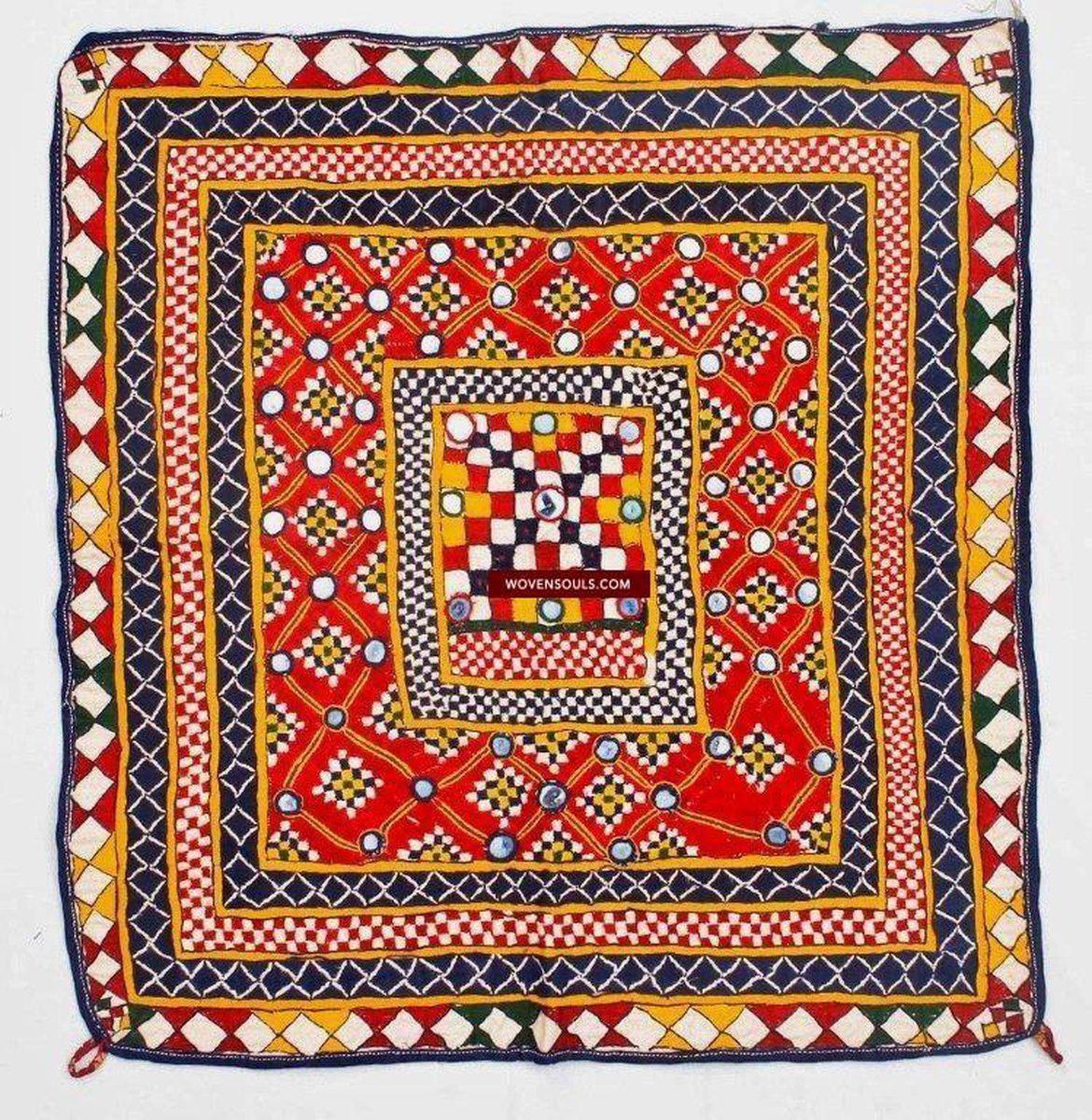 719 SOLD Vintage Red Chakda Home Decor Embroidered Panel from Gujarat-WOVENSOULS-Antique-Vintage-Textiles-Art-Decor