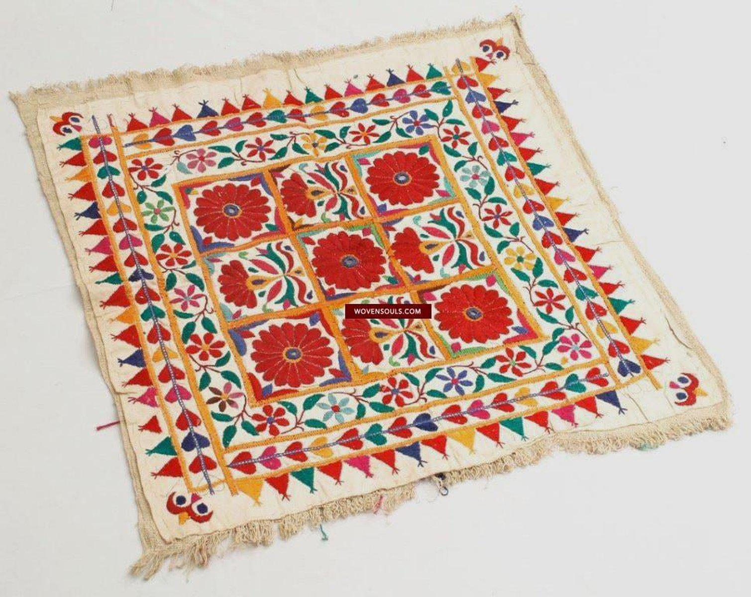 723 SOLD- Vintage Rabari Chakda Chaakla Textile Art for Wall Decor-WOVENSOULS-Antique-Vintage-Textiles-Art-Decor