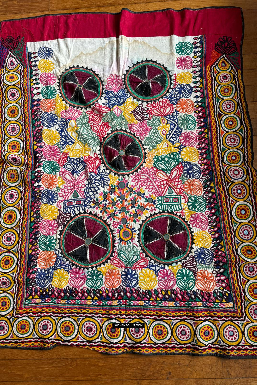 730 Vintage Embroidery Dhaniyo Panel from Kutch Gujarat