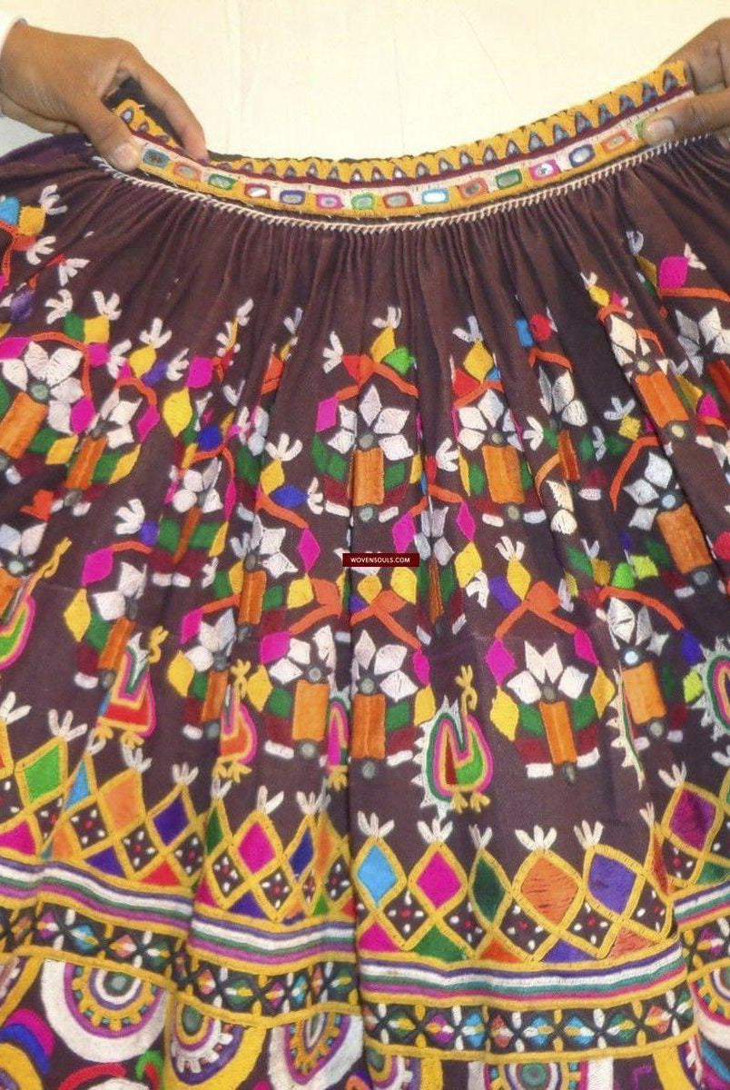 731 Fully Embr Skirt - destroyed-WOVENSOULS-Antique-Vintage-Textiles-Art-Decor