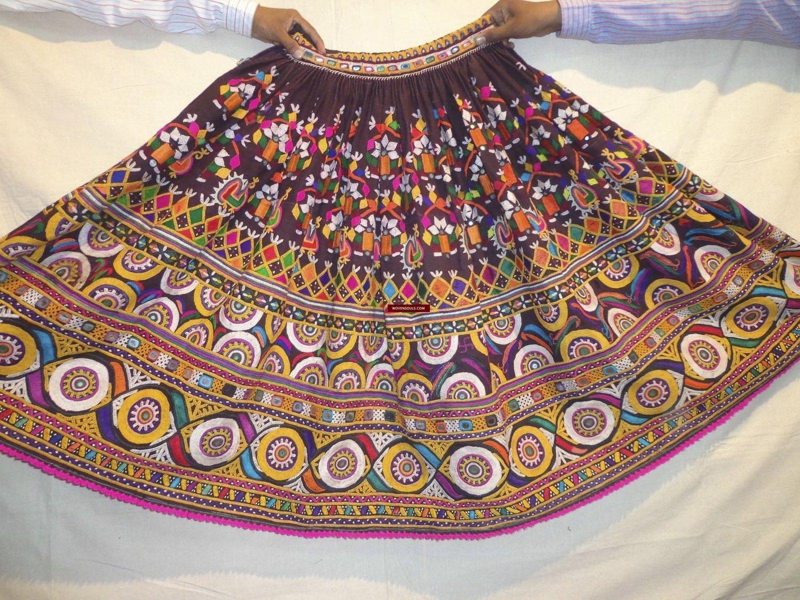 731 Fully Embr Skirt - destroyed-WOVENSOULS-Antique-Vintage-Textiles-Art-Decor