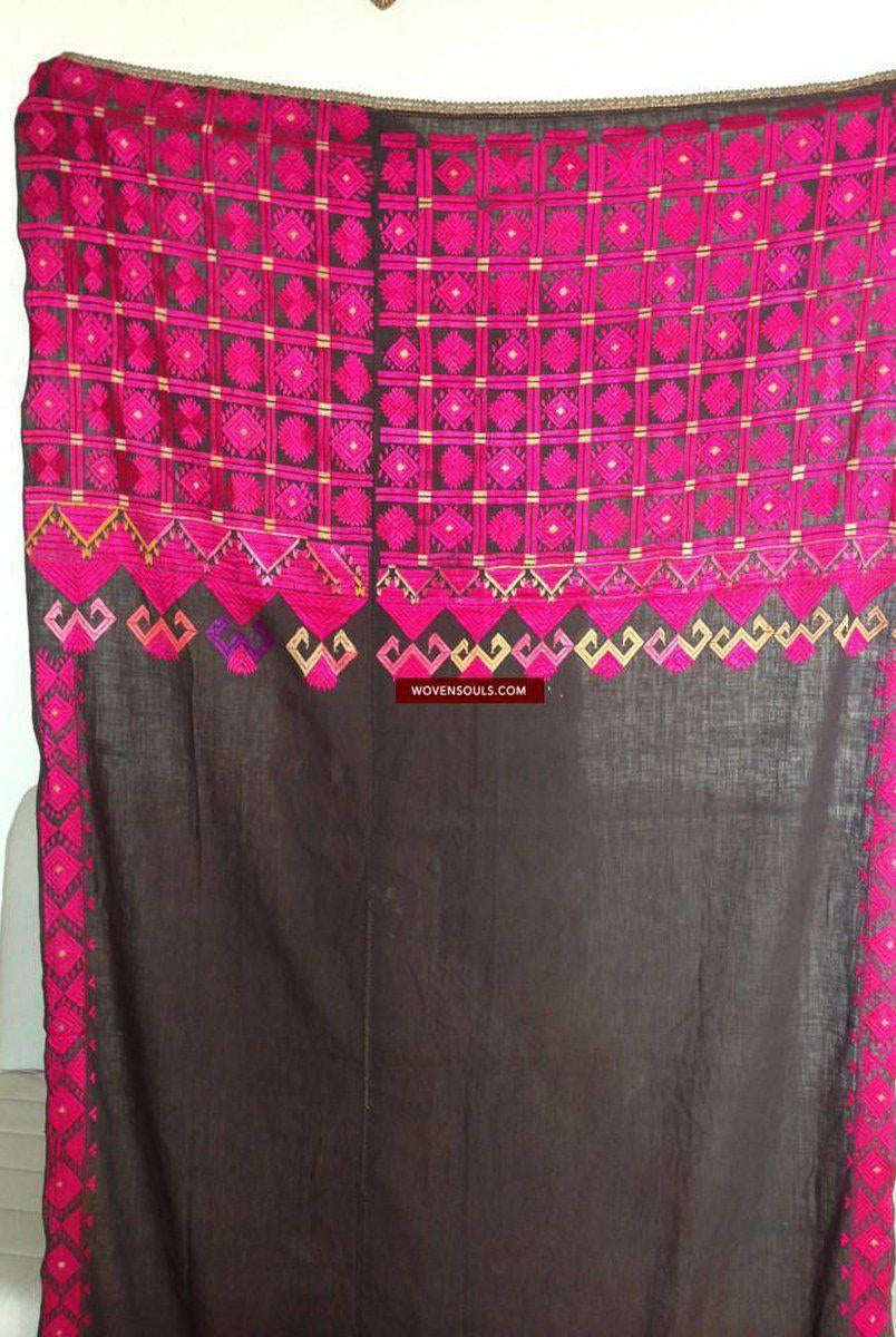 768 Semi-antique Swat Black Shawl-WOVENSOULS-Antique-Vintage-Textiles-Art-Decor