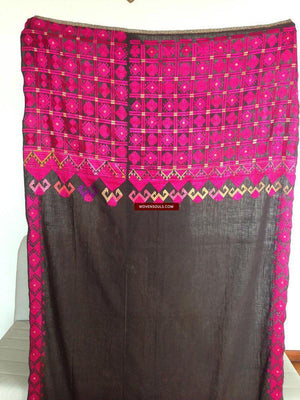 768 Semi-antique Swat Black Shawl-WOVENSOULS-Antique-Vintage-Textiles-Art-Decor