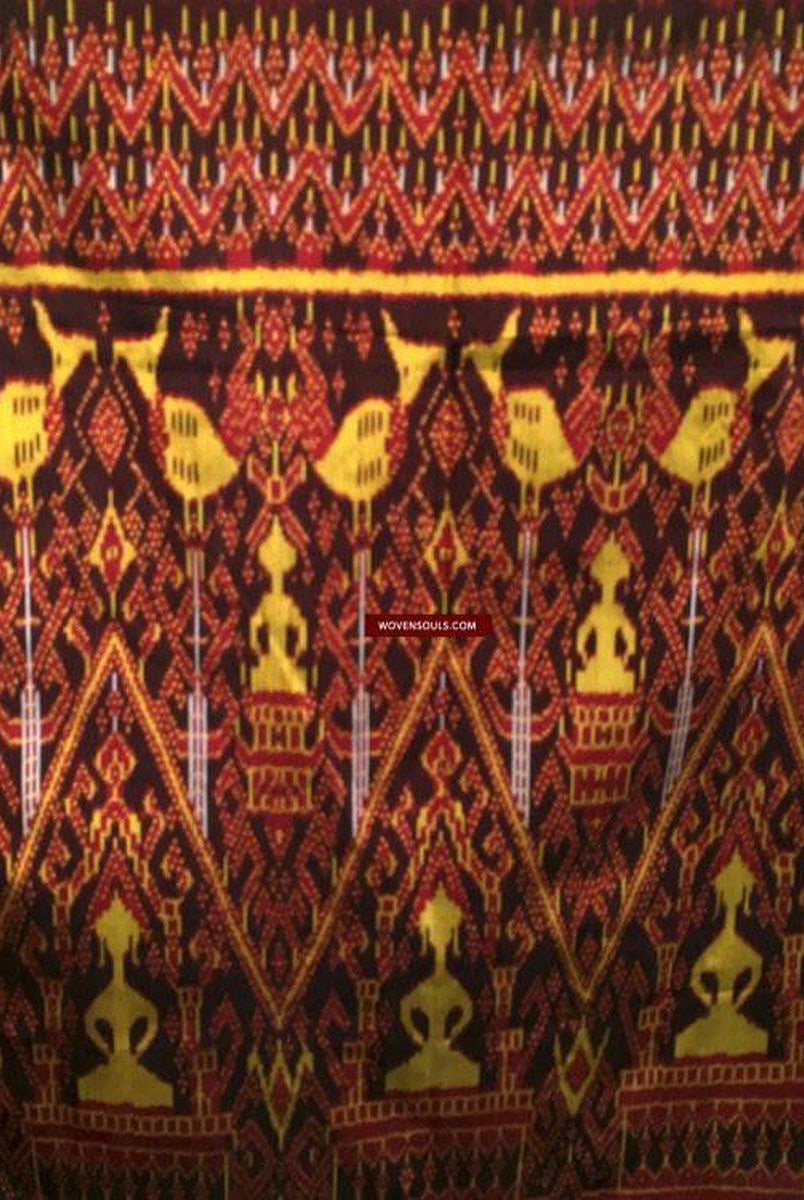 841 B – Feine Pedan Pidan Tie Dye Seiden-Ikat-Tempelbanner-Wandkunst aus Kambodscha-WOVENSOULS-Antike-Vintage-Textilien-Kunst-Dekor