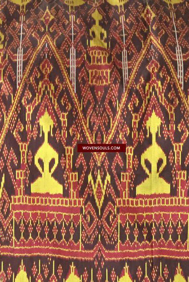841 B – Feine Pedan Pidan Tie Dye Seiden-Ikat-Tempelbanner-Wandkunst aus Kambodscha-WOVENSOULS-Antike-Vintage-Textilien-Kunst-Dekor