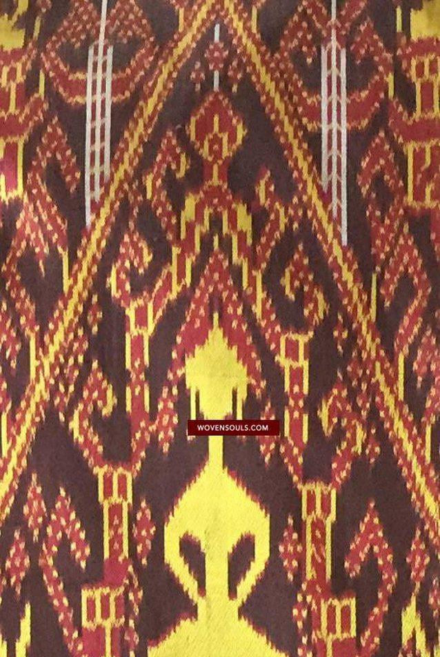 841 B – Feine Pedan Pidan Tie Dye Seiden-Ikat-Tempelbanner-Wandkunst aus Kambodscha-WOVENSOULS-Antike-Vintage-Textilien-Kunst-Dekor