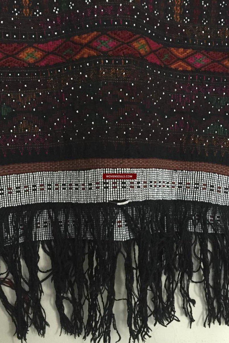 881 SOLD Vintage Batak Ulos - Beaded Shoulder Cloth of the Batak People-WOVENSOULS-Antique-Vintage-Textiles-Art-Decor
