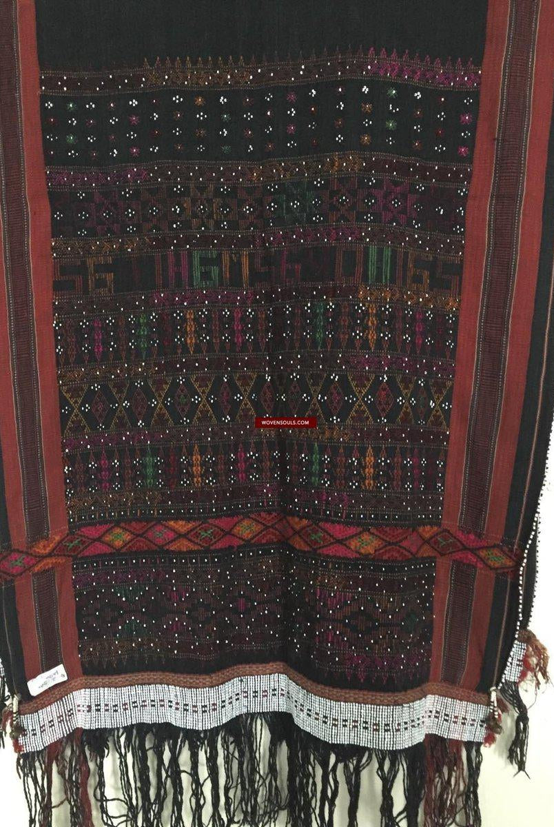 881 SOLD Vintage Batak Ulos - Beaded Shoulder Cloth of the Batak People-WOVENSOULS-Antique-Vintage-Textiles-Art-Decor